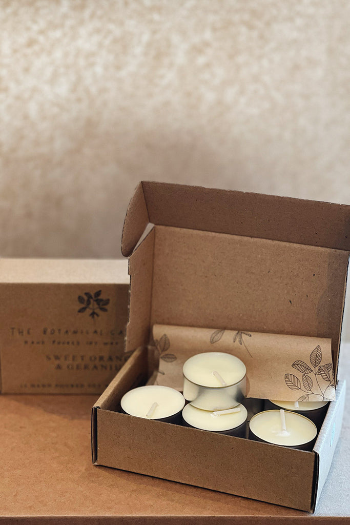 Boxed Tealights - Sweet Orange and Geranium - Notre A Life Less Ordinary